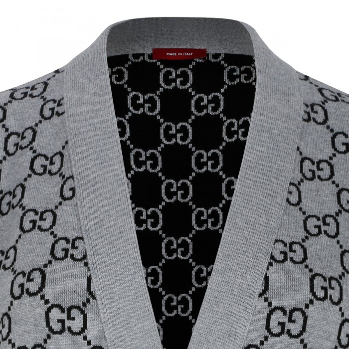 Reversible GG wool jacquard cardigan