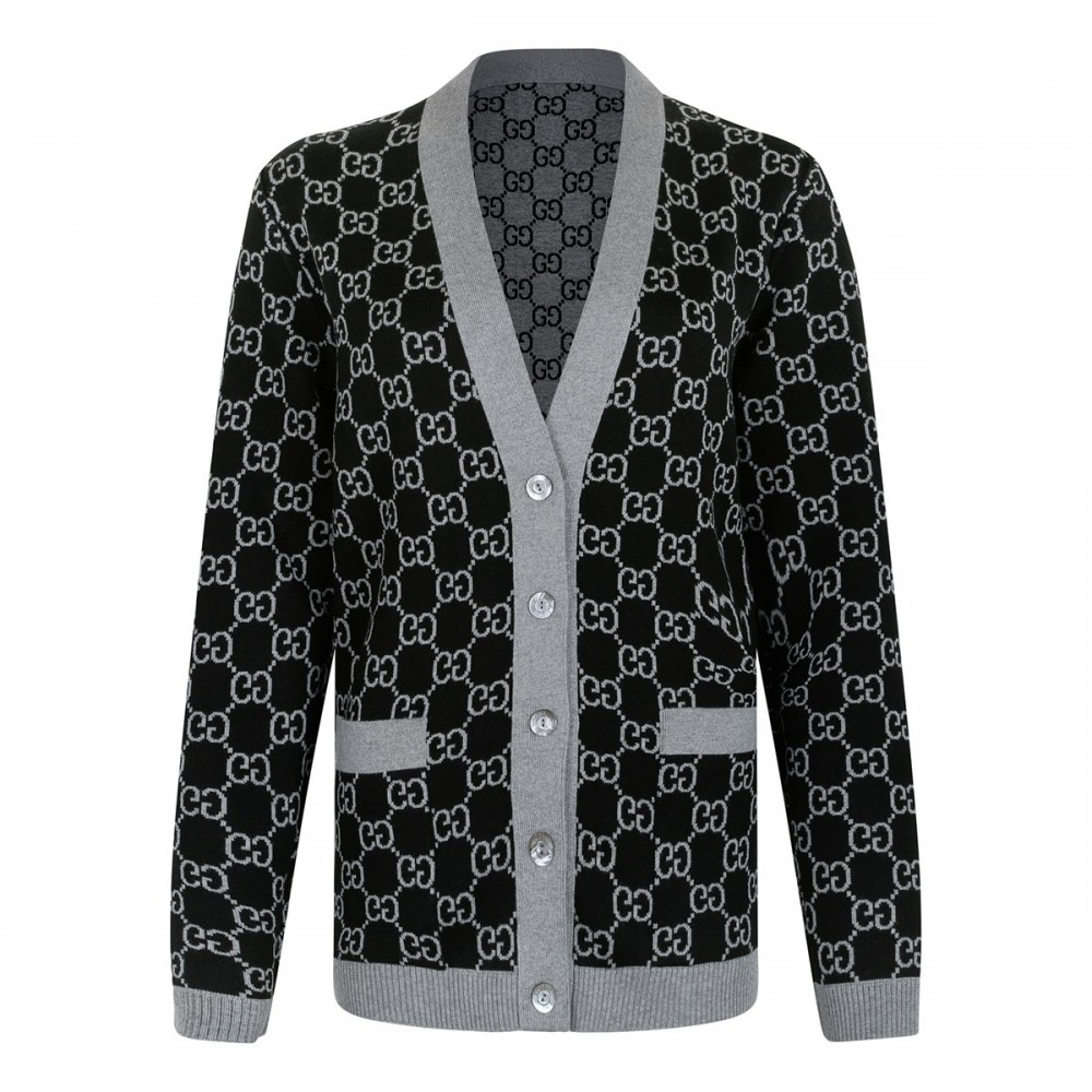Reversible GG wool jacquard cardigan
