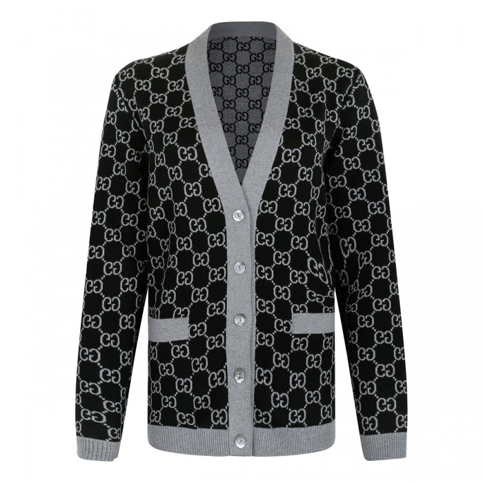 Reversible GG wool jacquard cardigan
