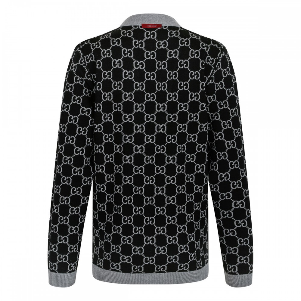 Reversible GG wool jacquard cardigan