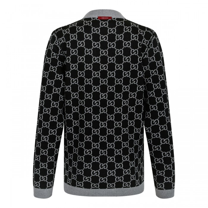 Reversible GG wool jacquard cardigan