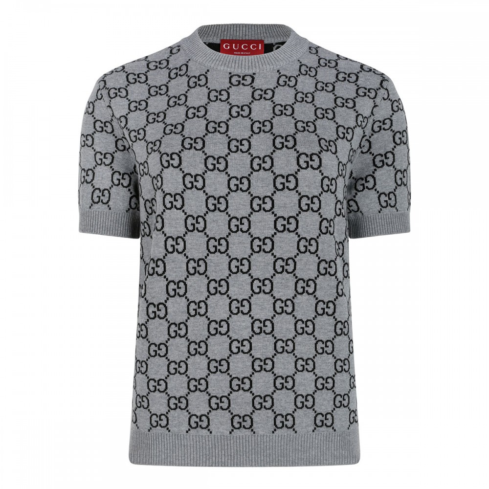 Reversible GG wool jacquard top