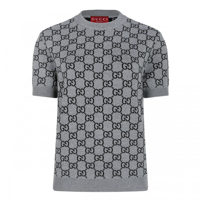 Reversible GG wool jacquard top