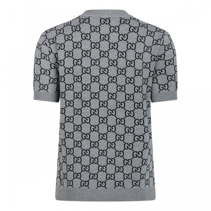 Reversible GG wool jacquard top