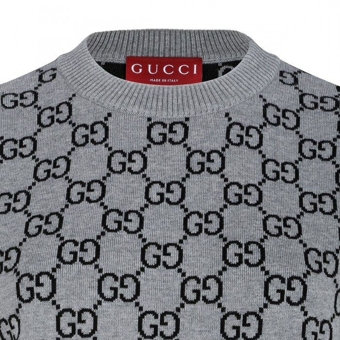 Reversible GG wool jacquard top