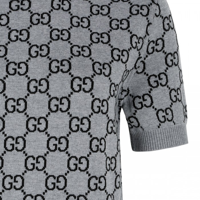Reversible GG wool jacquard top