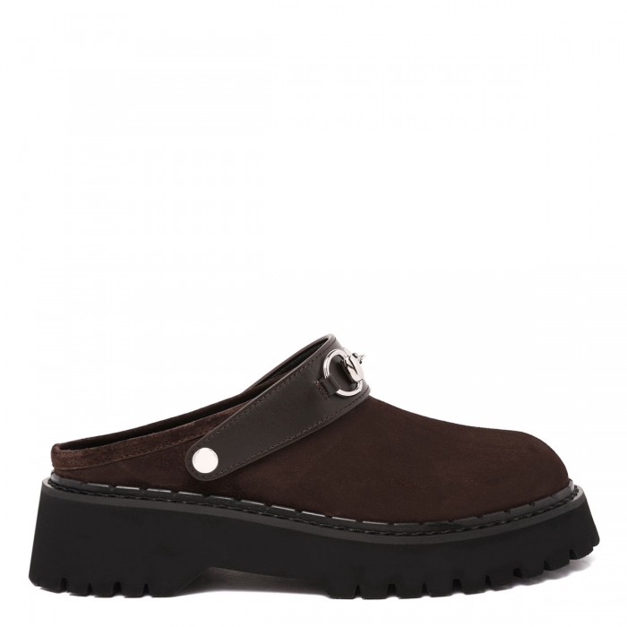 Horsebit dark brown mules