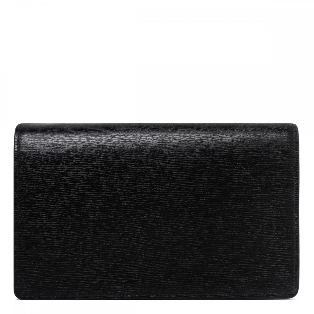 Black leather wallet on chain
