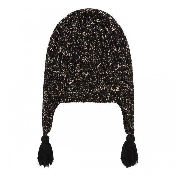 Black wool blend beanie