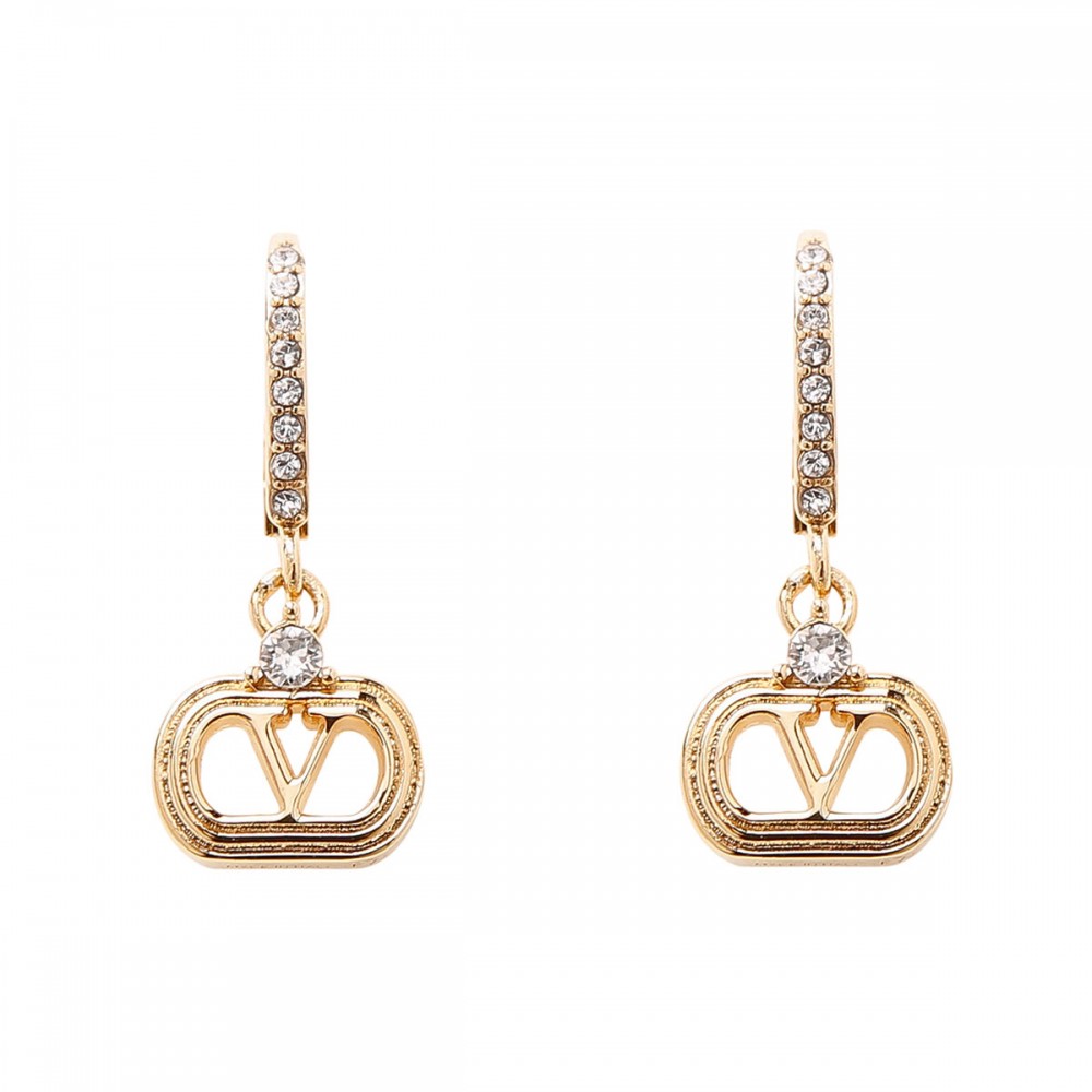 Ovalette metal and crystal earrings