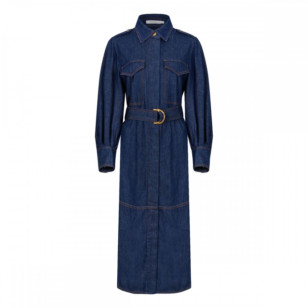 Denim cargo midi dress