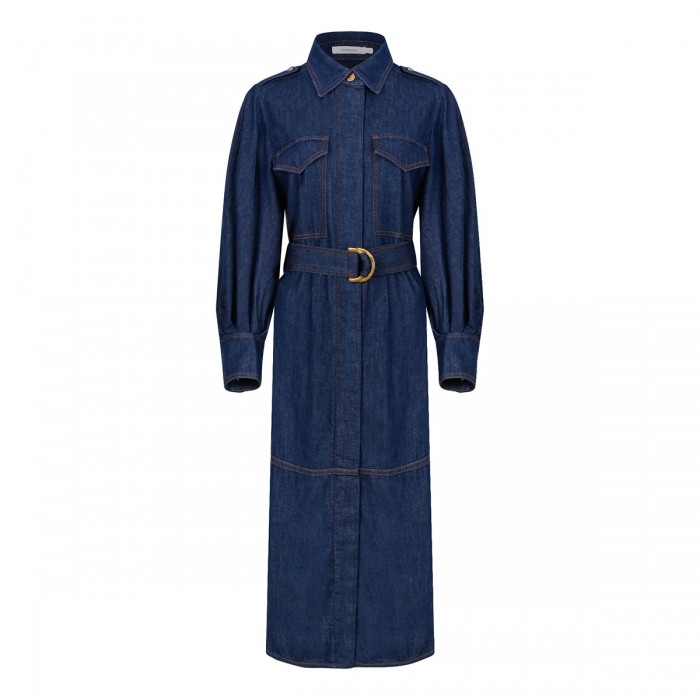 Denim cargo midi dress