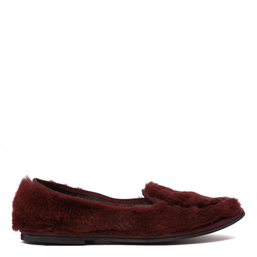 Bordeaux fur-effect loafers