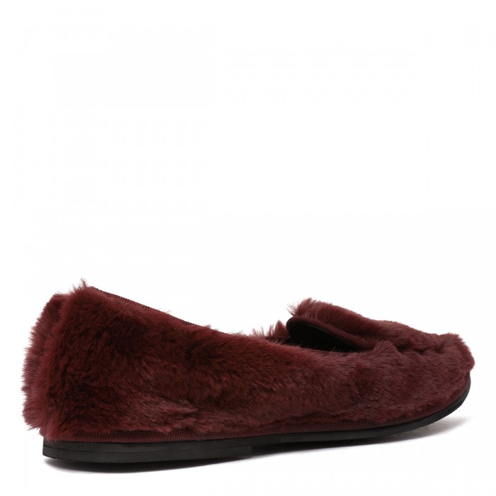 Bordeaux fur-effect loafers