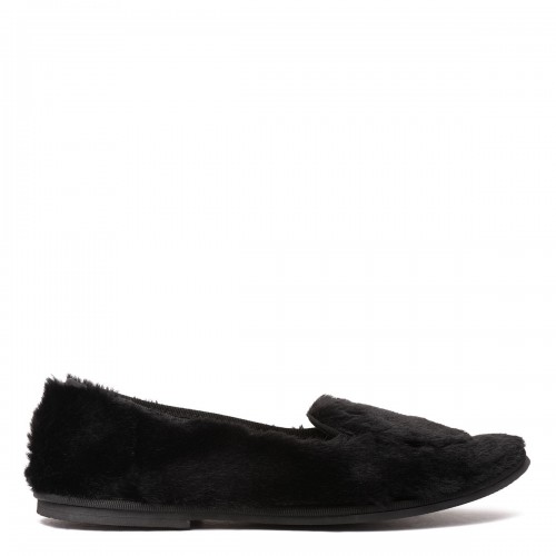 Black fur-effect loafers