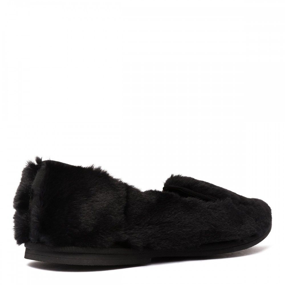 Black fur-effect loafers