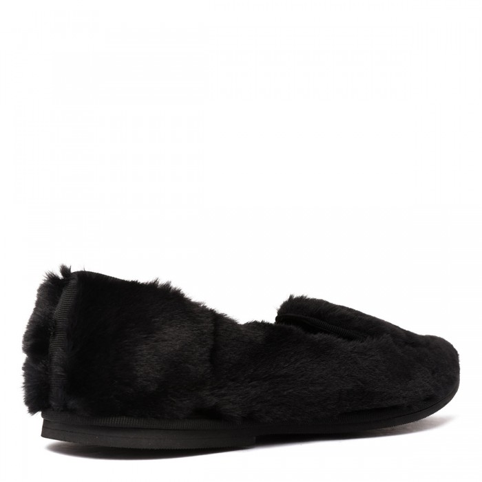 Black fur-effect loafers