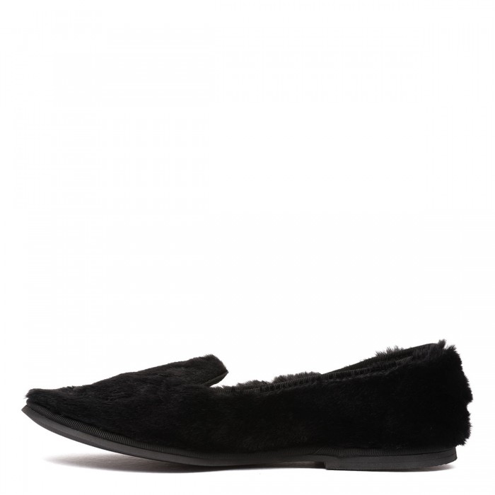 Black fur-effect loafers