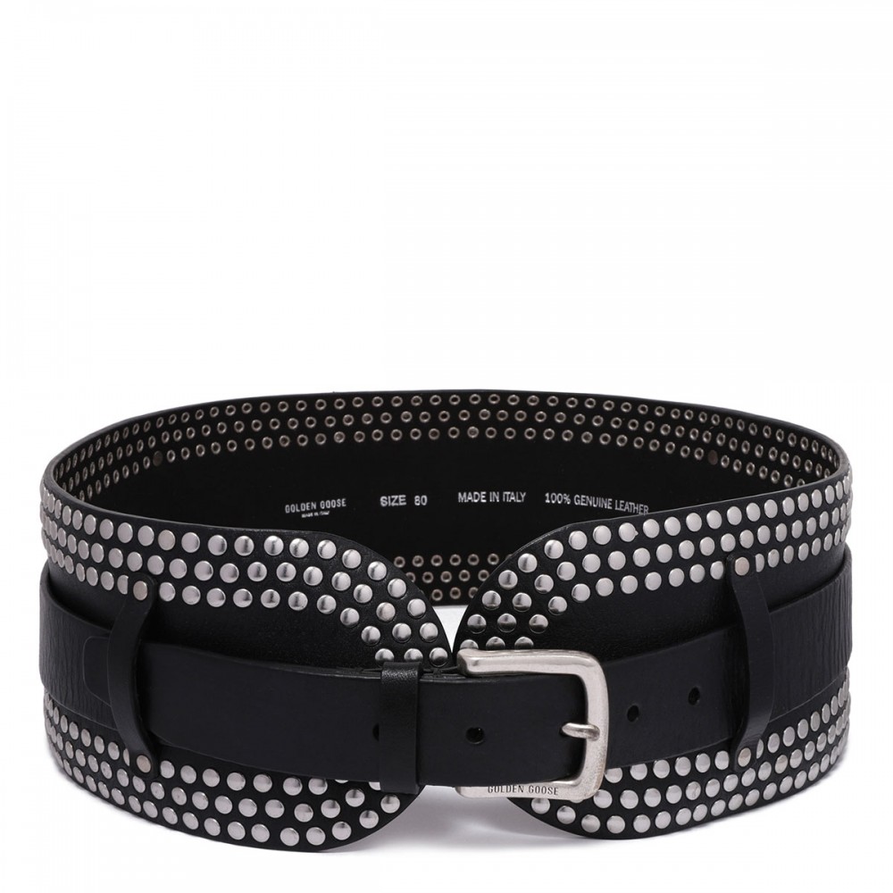 Leather belt with micro studs