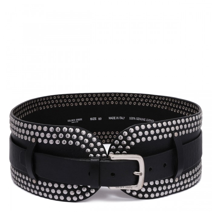 Leather belt with micro studs