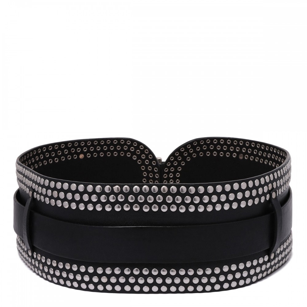 Leather belt with micro studs