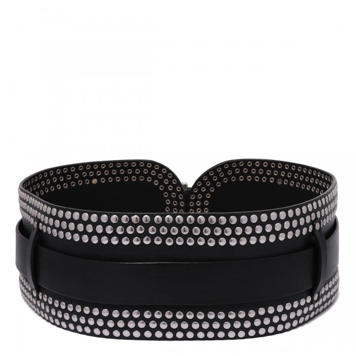 Leather belt with micro studs