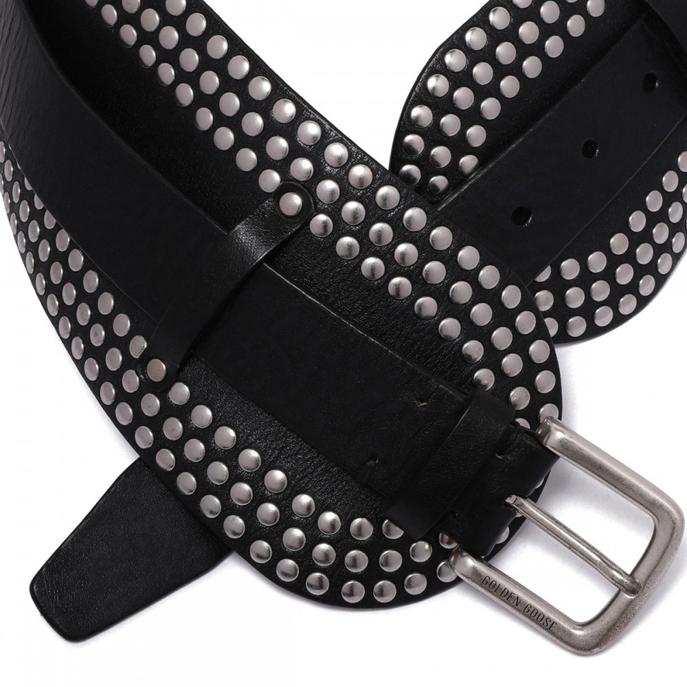 Leather belt with micro studs
