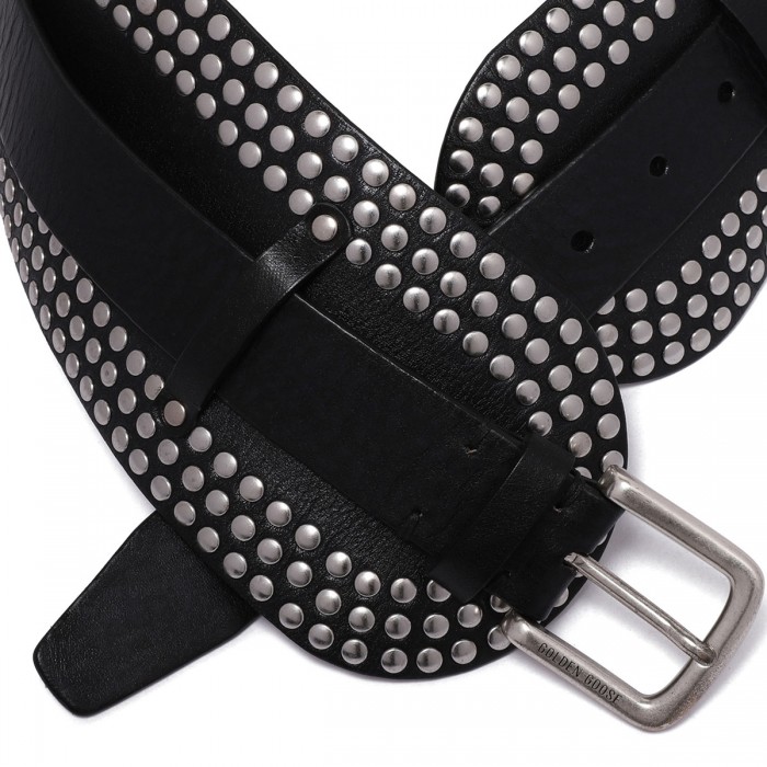 Leather belt with micro studs
