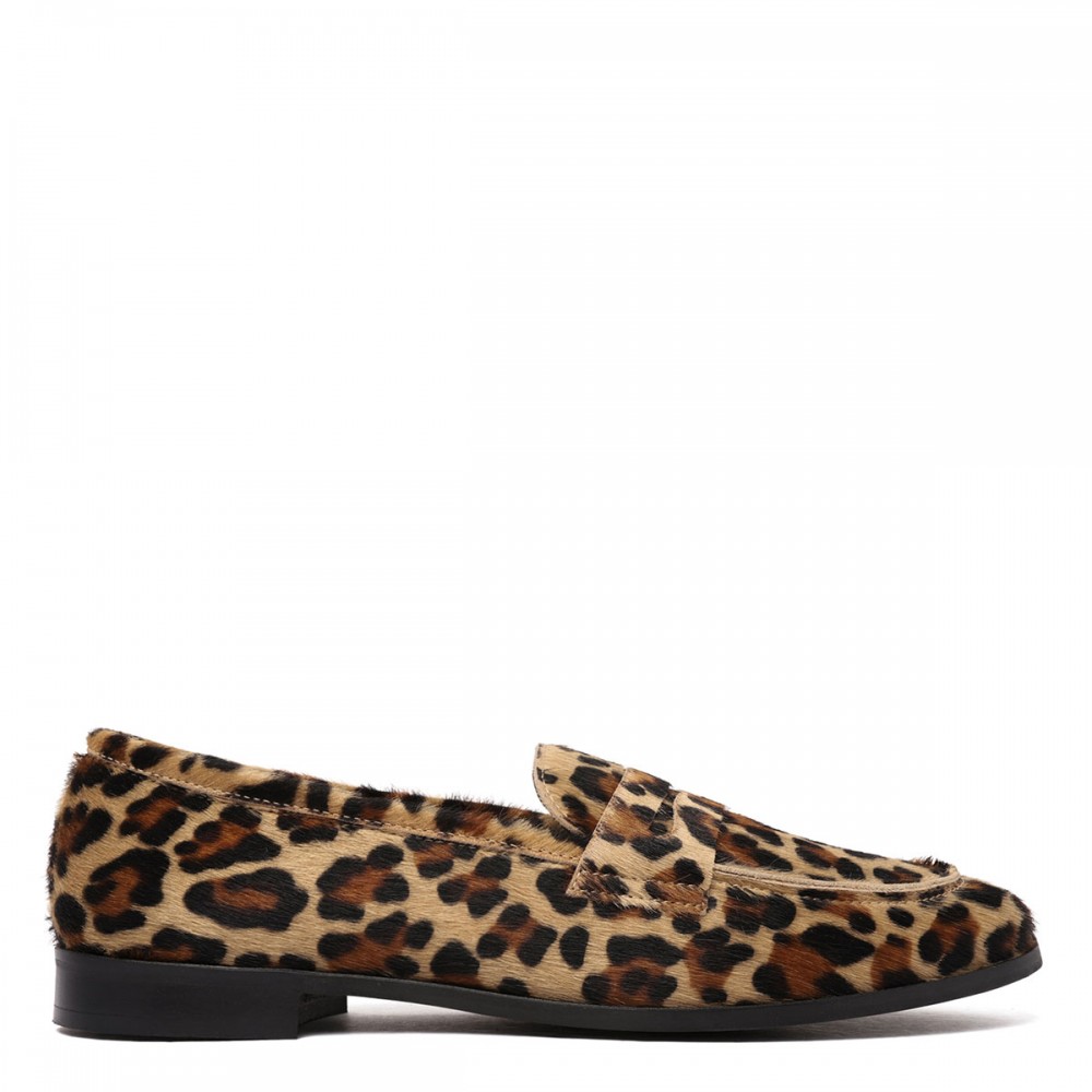 Leopard calf-hair loafers