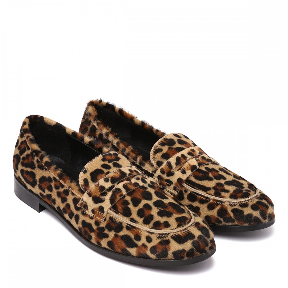 Leopard calf-hair loafers