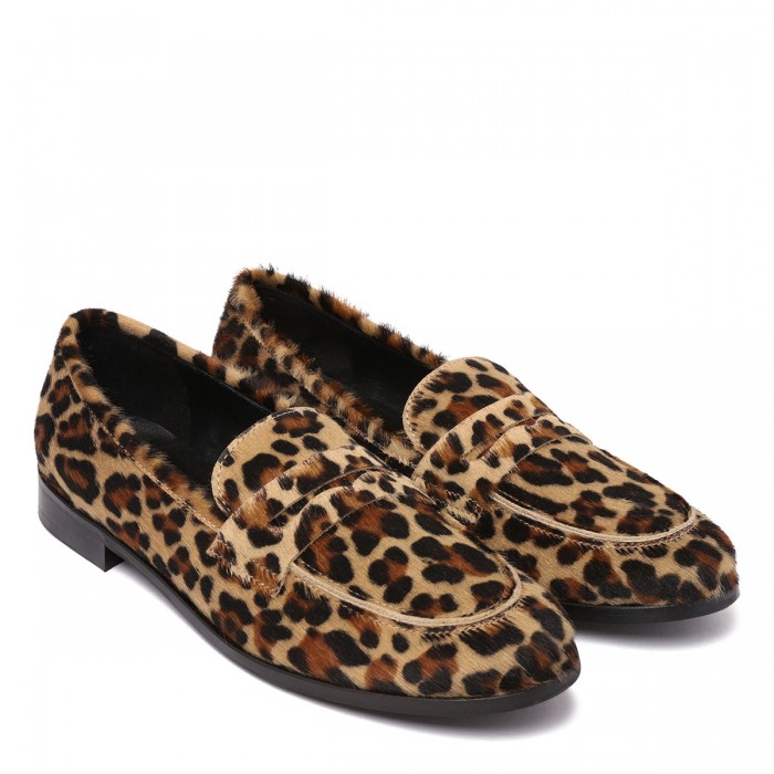 Leopard calf-hair loafers
