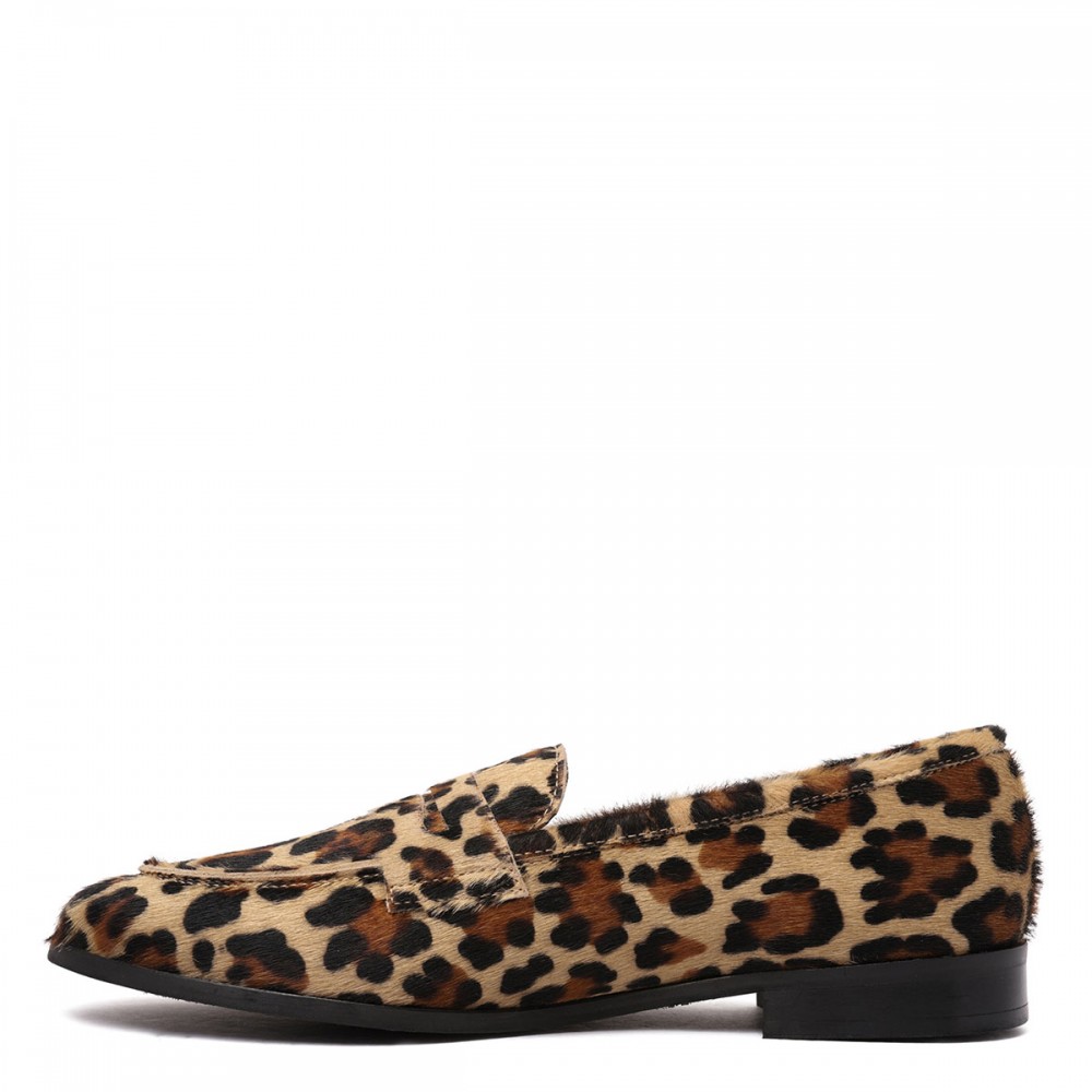 Leopard calf-hair loafers
