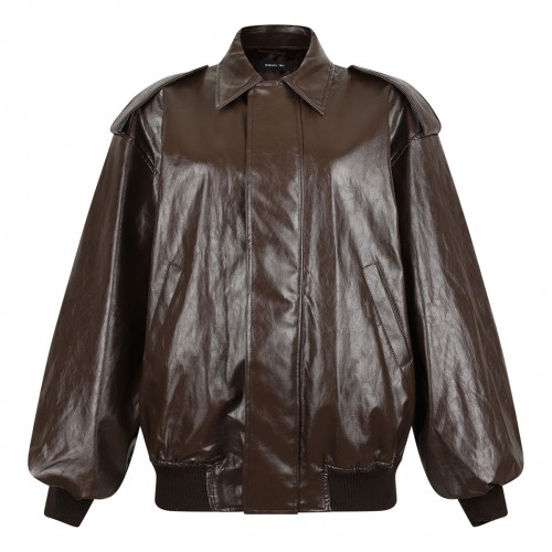 Leather effect bomber jacket