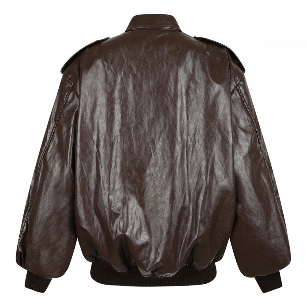 Leather effect bomber jacket