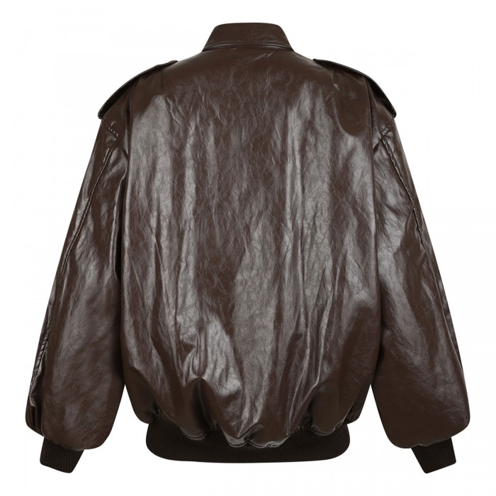 Leather effect bomber jacket
