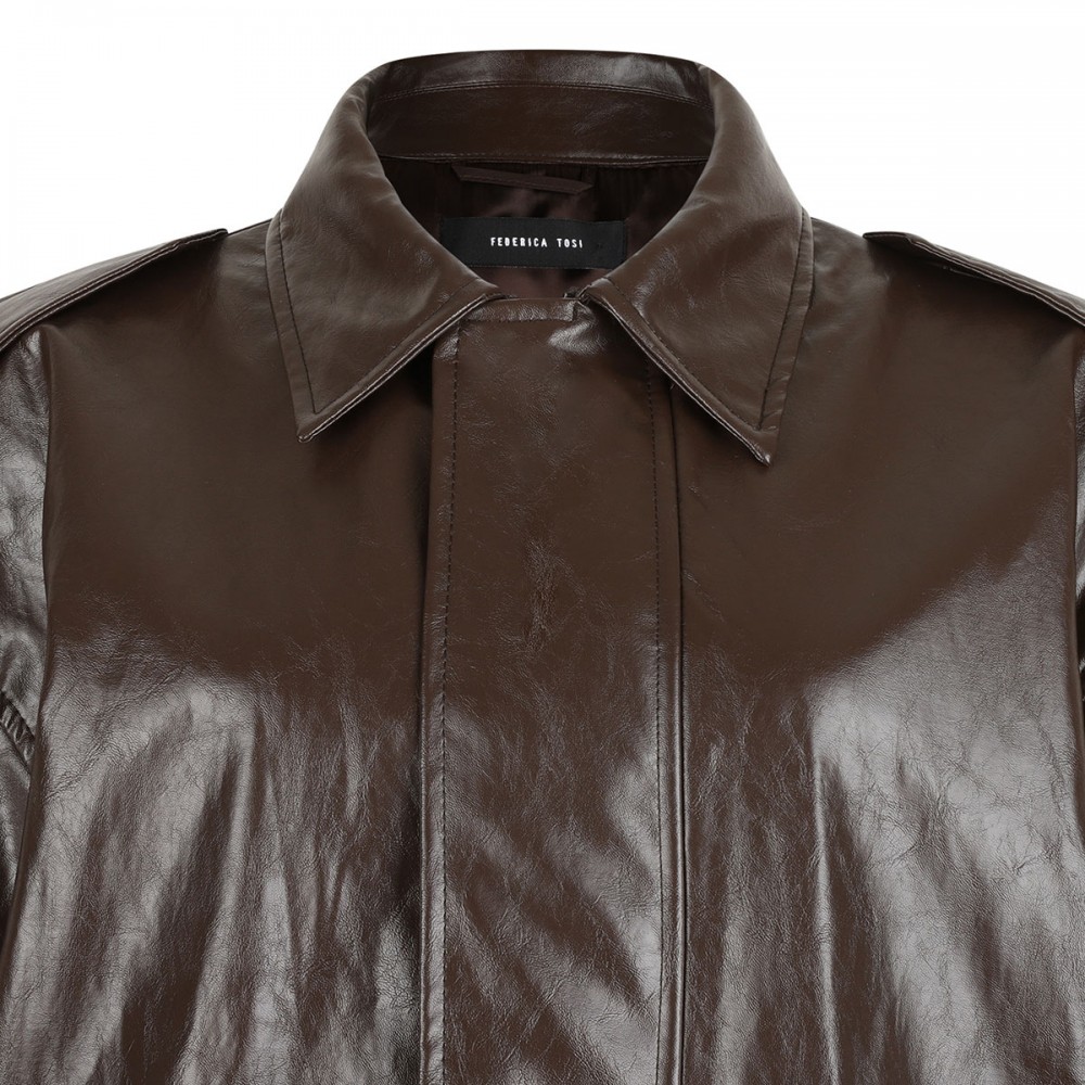 Leather effect bomber jacket