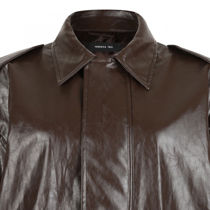 Leather effect bomber jacket