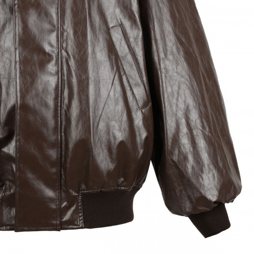 Leather effect bomber jacket 2