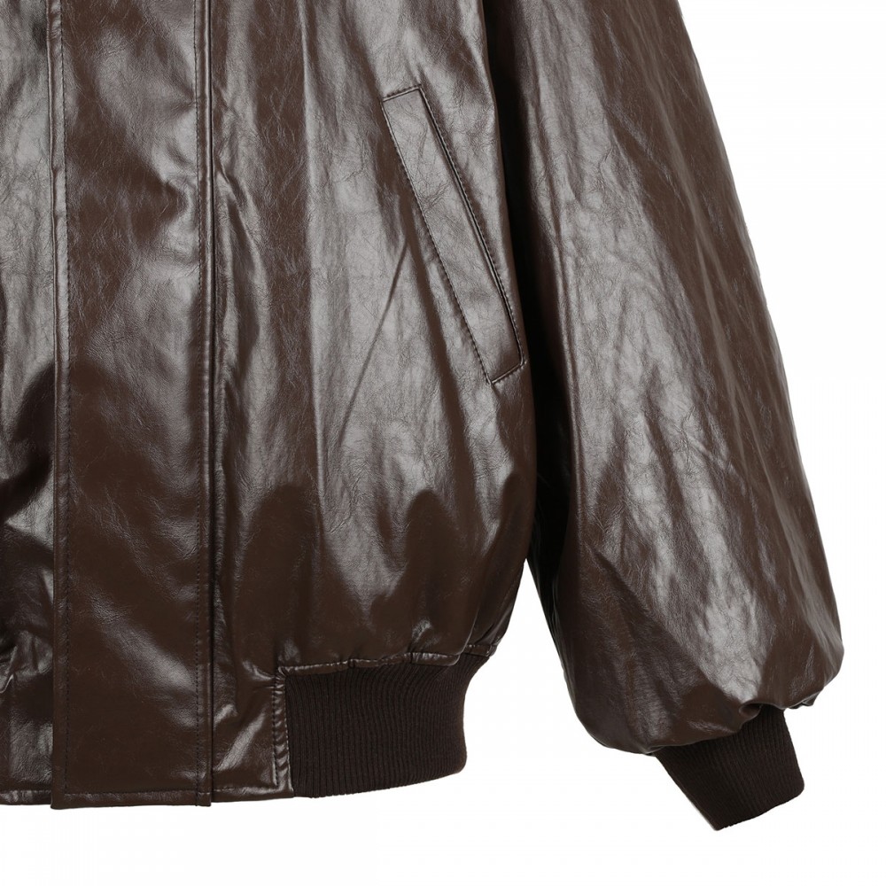 Leather effect bomber jacket