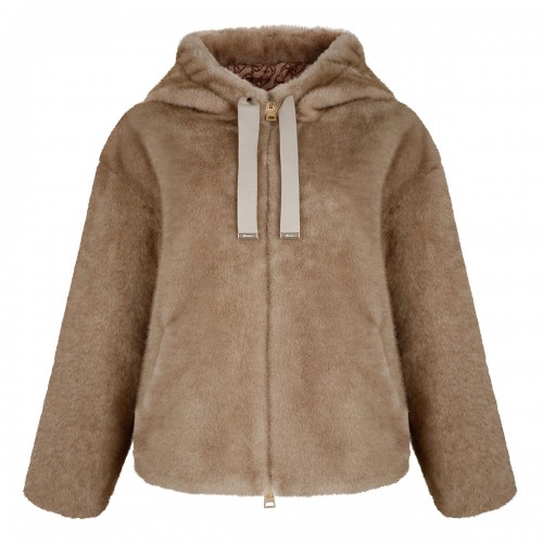 Soft faux fur hooded jacket