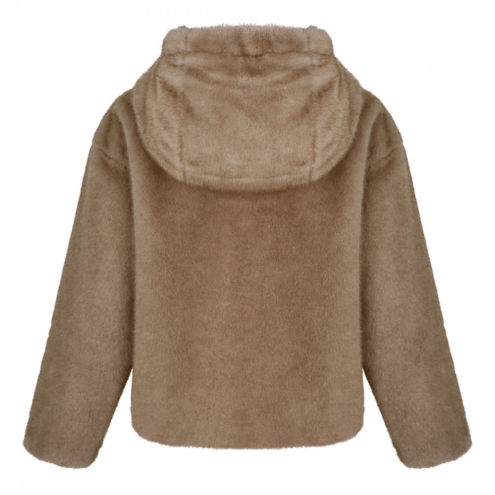 Soft faux fur hooded jacket