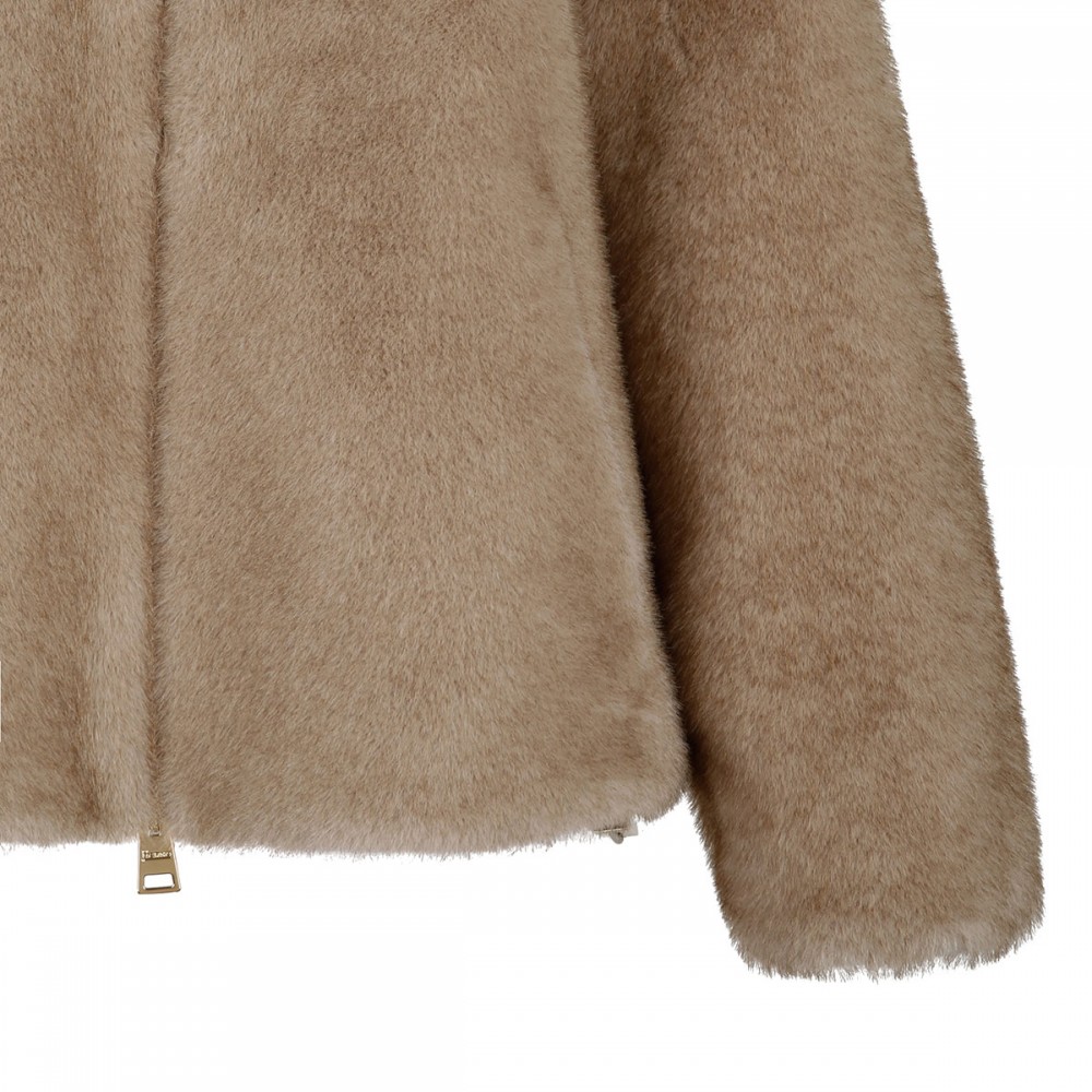 Soft faux fur hooded jacket