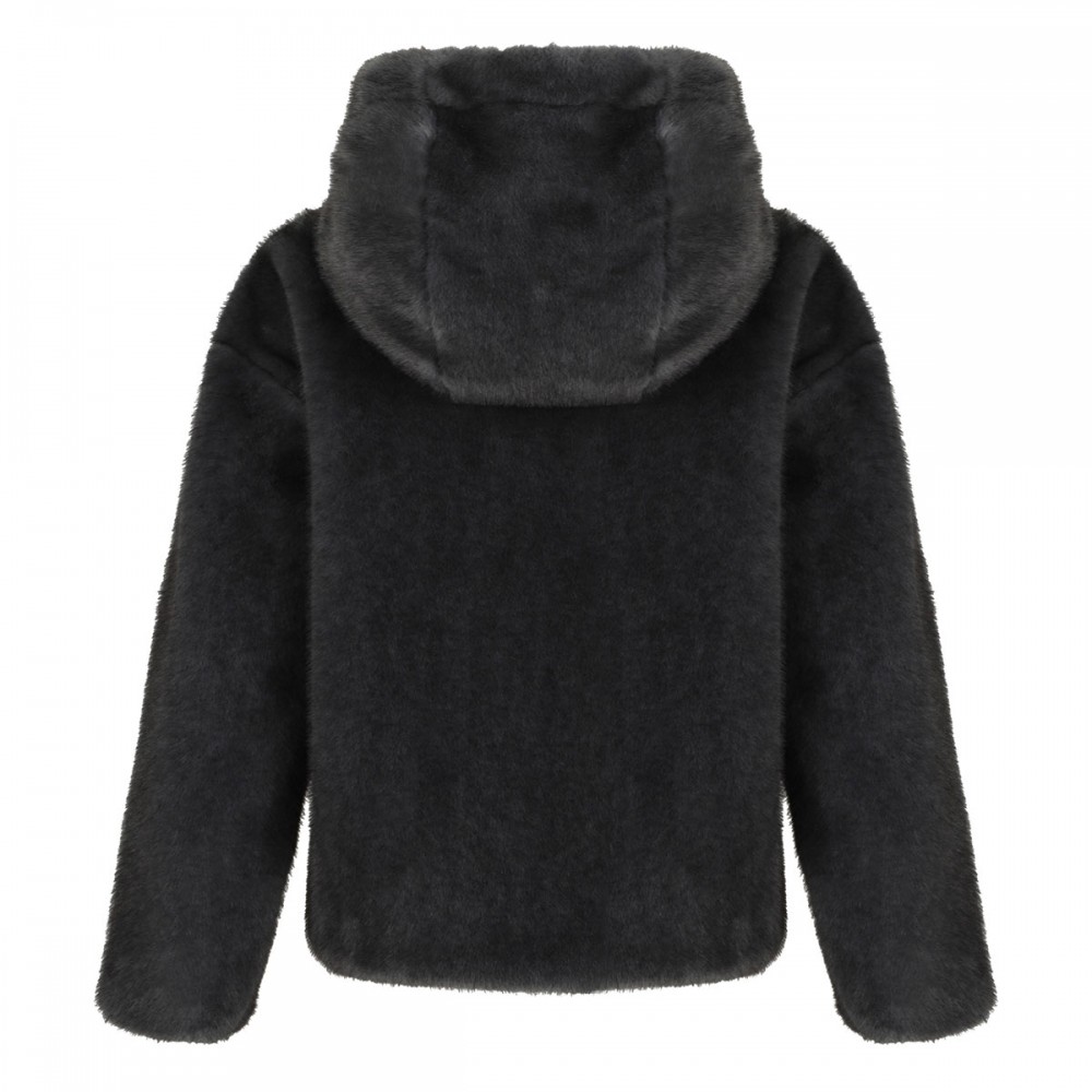 Soft faux fur hooded jacket
