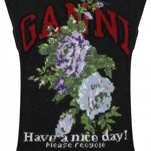 Dark gray rose wool vest 2