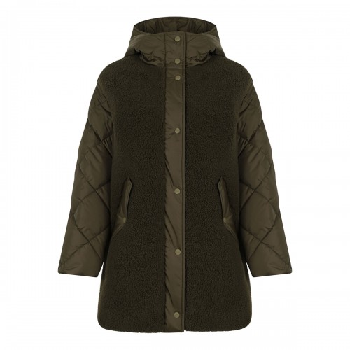 Teddy and nylon parka coat