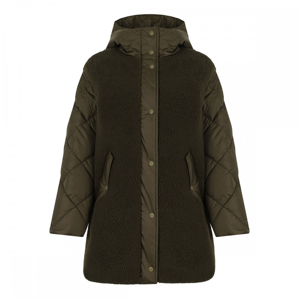 Teddy and nylon parka coat