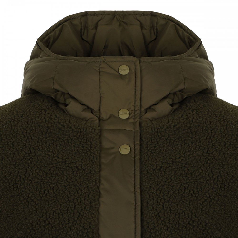 Teddy and nylon parka coat