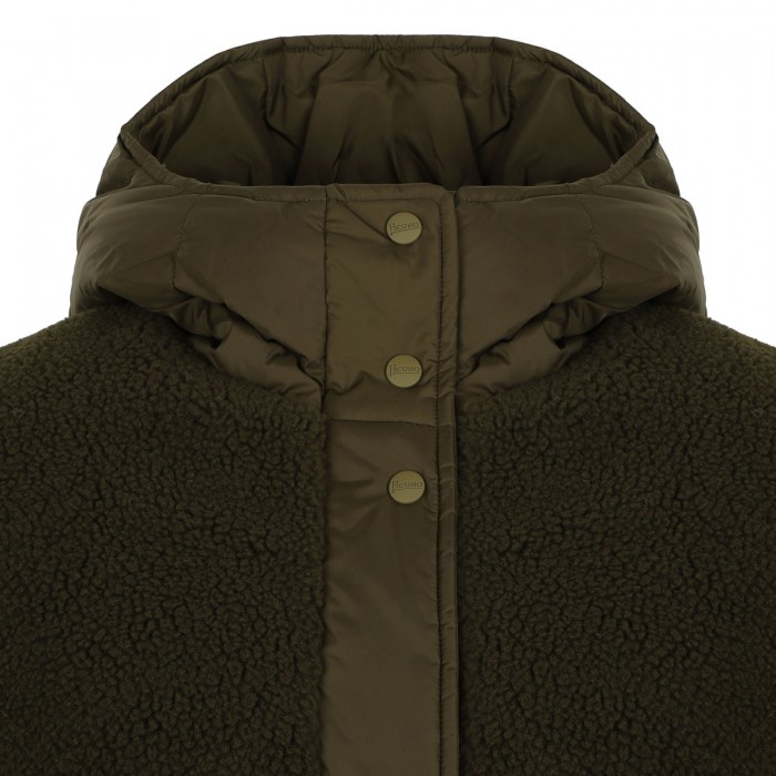 Teddy and nylon parka coat