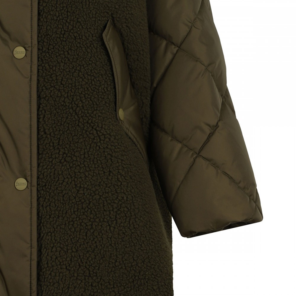 Teddy and nylon parka coat