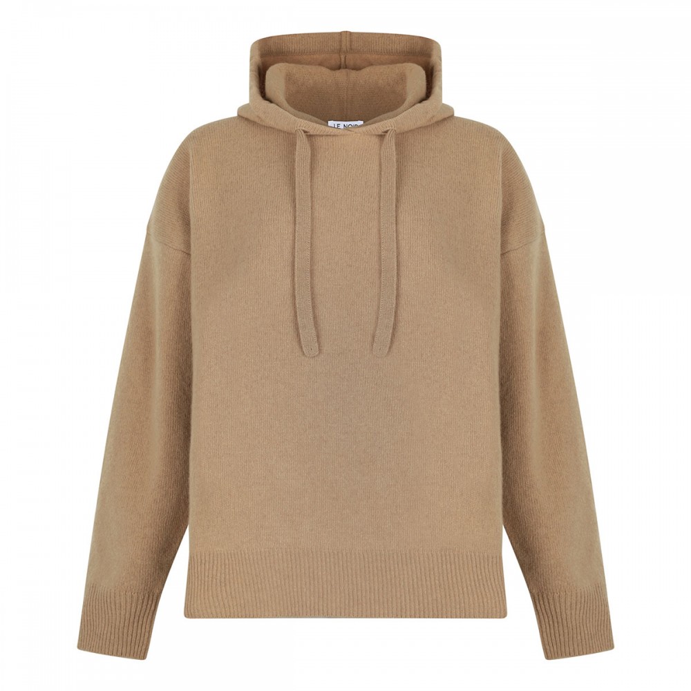 Camel virgin wool hooded sweater